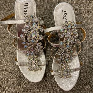 J.Renee Silver Embellished Women's Sandals